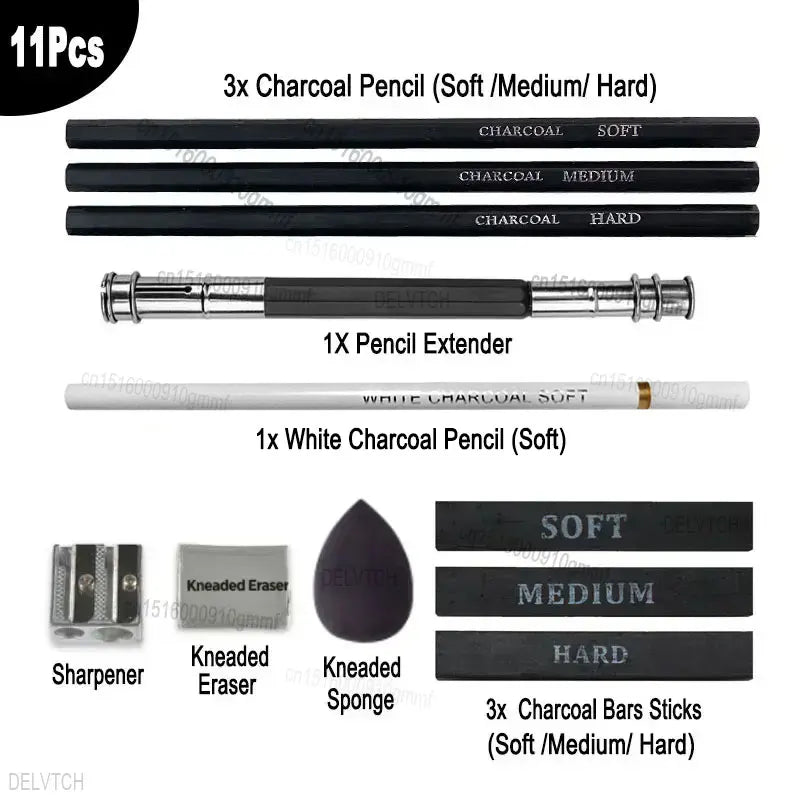 Artist's Essential Sketch Set - 11-Piece Charcoal & Graphite Kit