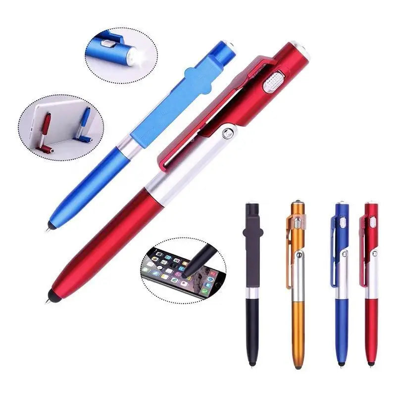 4-in-1 Multifunction Ballpoint Pen with LED, Phone Stand, and Stylus