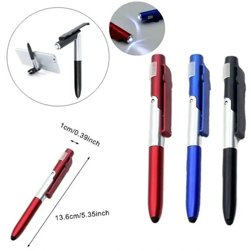 4-in-1 Multifunction Ballpoint Pen with LED, Phone Stand, and Stylus