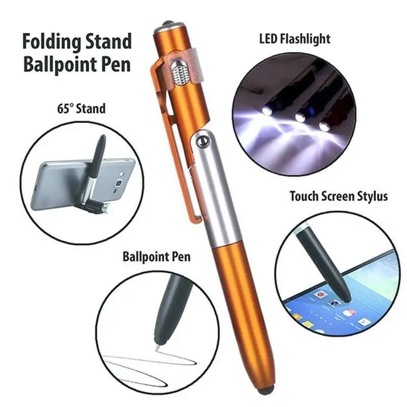 4-in-1 Multifunction Ballpoint Pen with LED, Phone Stand, and Stylus