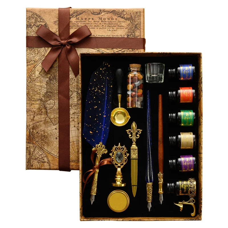 Antique Feather Dip Pen Kit