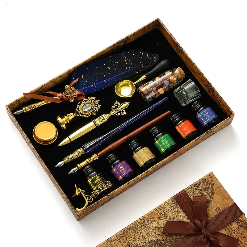 Antique Feather Dip Pen Kit