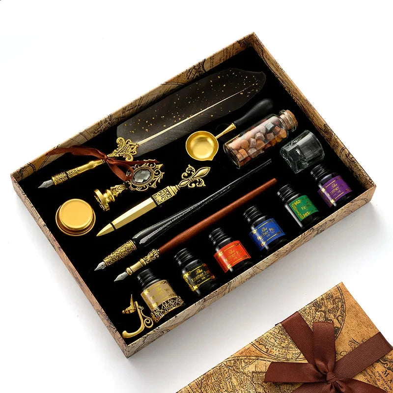 Antique Feather Dip Pen Kit