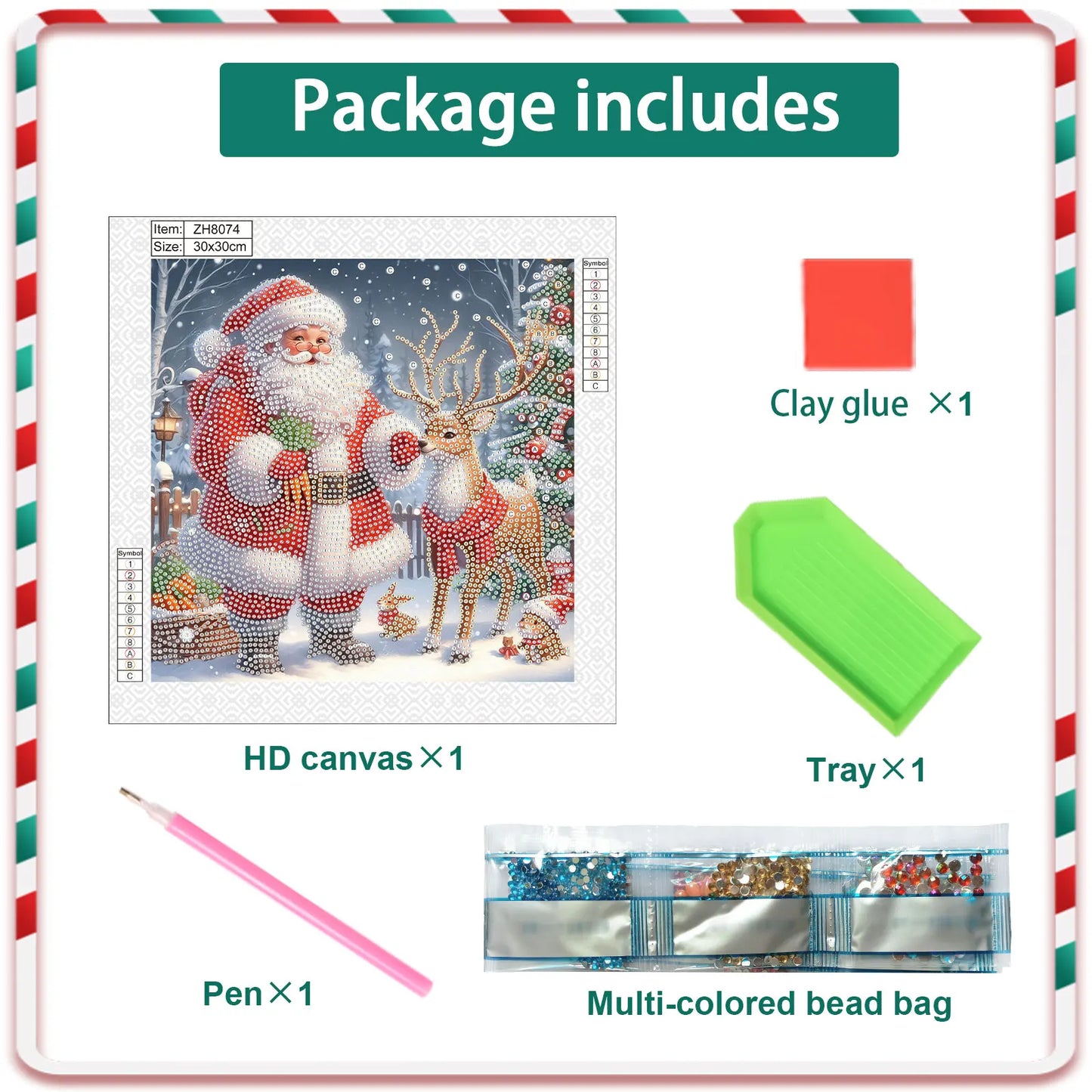 Festive Santa Diamond Art Kit - DIY Holiday Home Decor