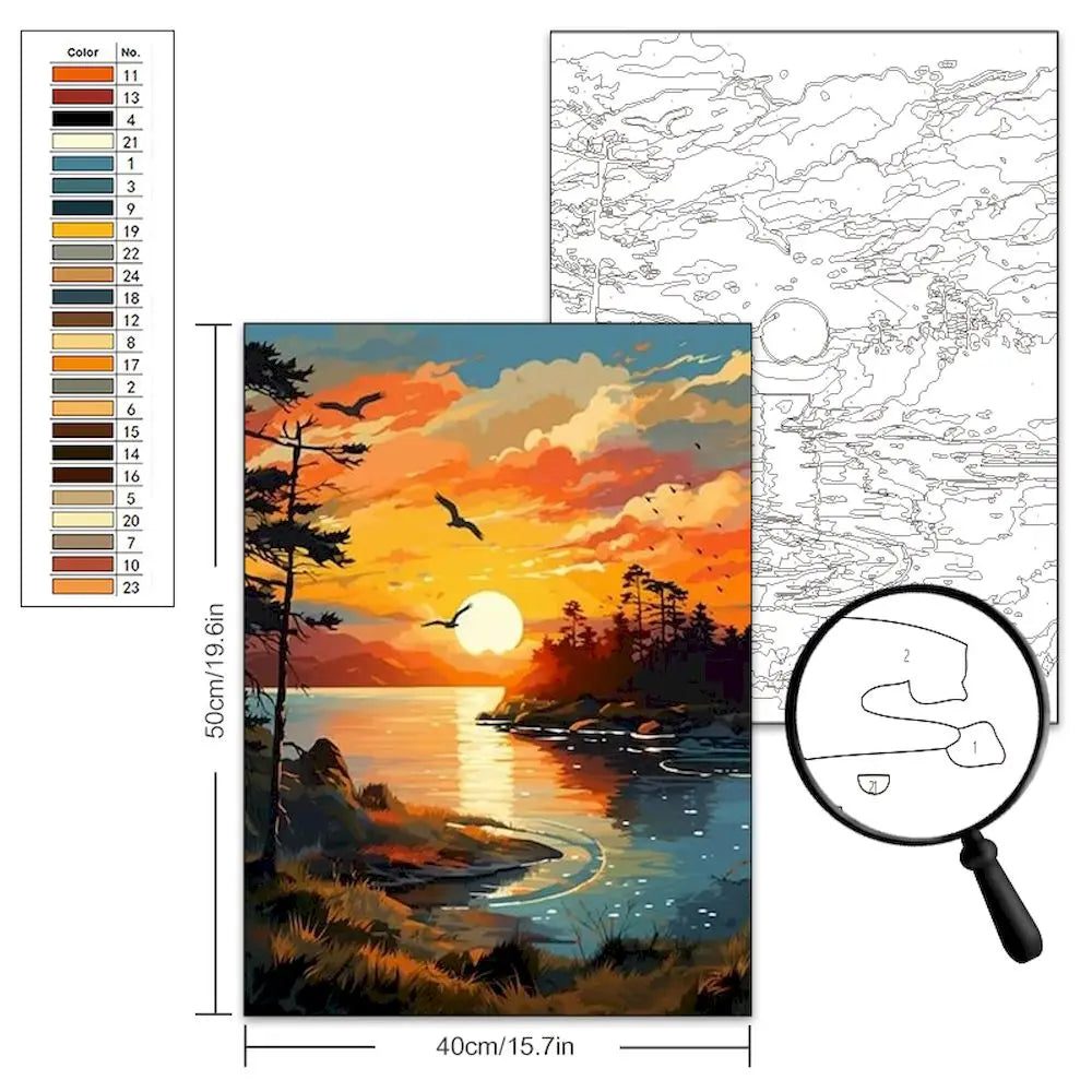 Sunset Landscape Paint-by-Numbers Kit