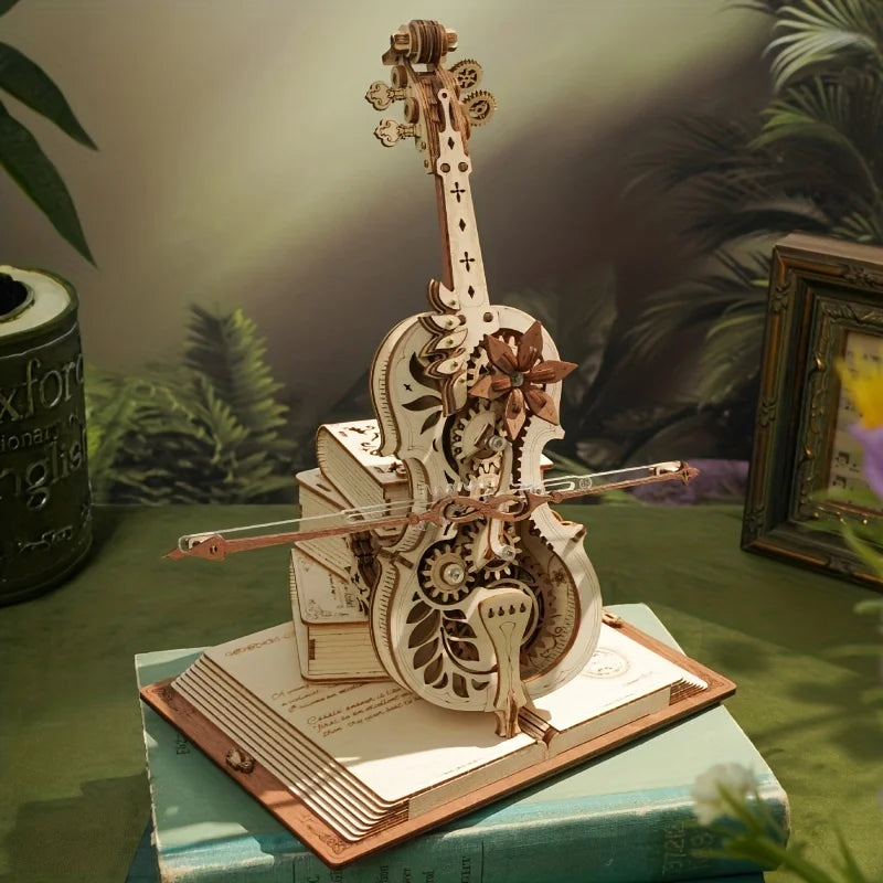 Enchanted Cello Wooden Puzzle Music Box