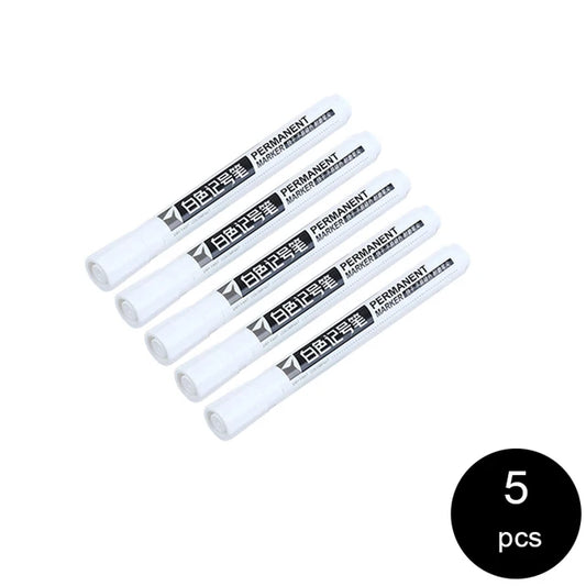 5-Piece Industrial-Grade White Permanent Marker Set