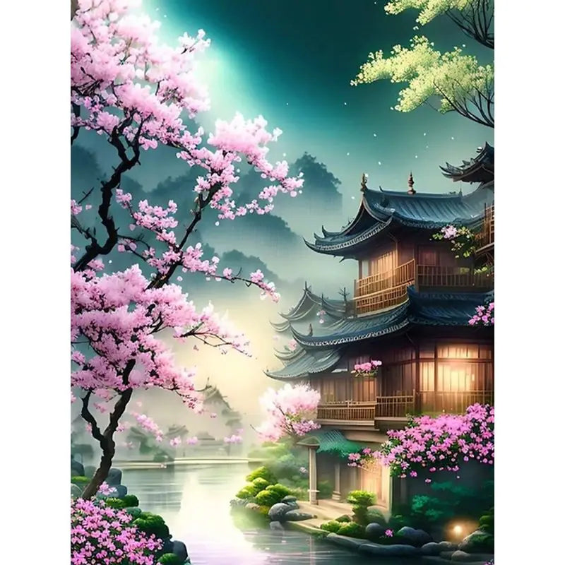 Cherry Blossom Paint-by-Numbers Kit