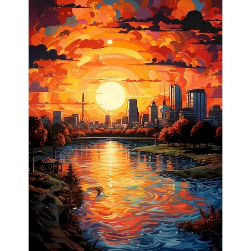 Sunset Landscape Paint-by-Numbers Kit