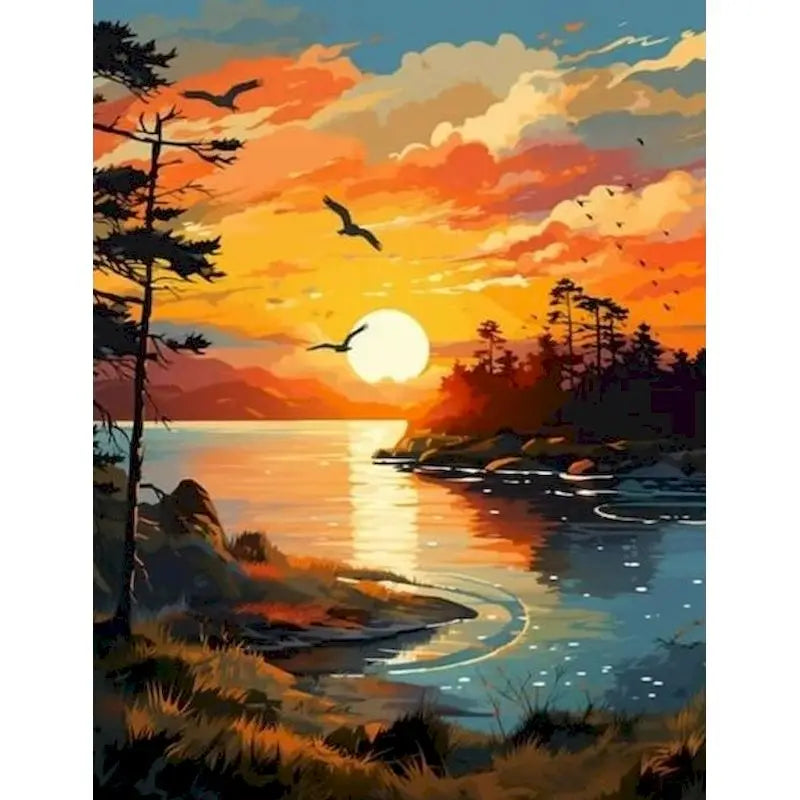 Sunset Landscape Paint-by-Numbers Kit