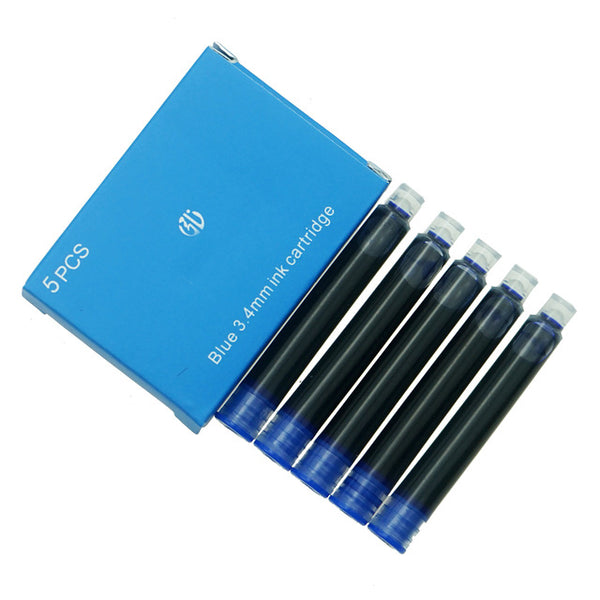Black / Blue 30 Pieces Black Fountain Pen Ink Cartridges 3.4mm