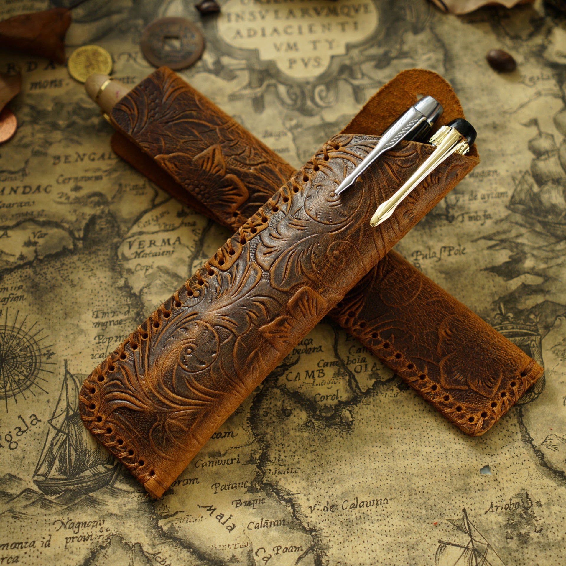 Personalized Leather Pencil Case / Retro Leather Pen Pencil 