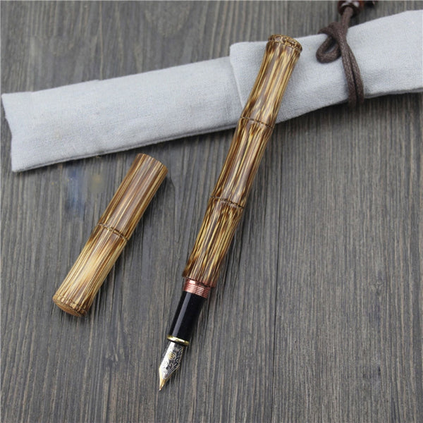  Farship Lifestyle Bamboo Fountain Pen Natural Pattern Rustic  with Refillable Ink Sac Broad Nip Business Gift Collection : Office Products